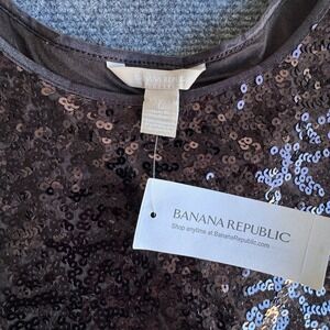 Banana Republic Womens Brown Sequin Scoop Neck Top Holiday 233834-00 L